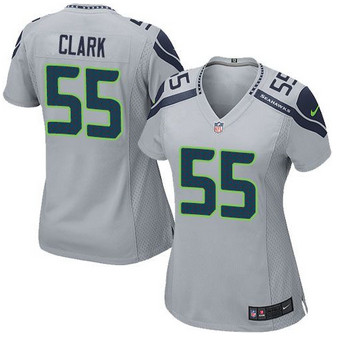 Women NEW Seattle Seahawks #55 Frank Clark Grey Alternate Stitched NFL Elite Jersey