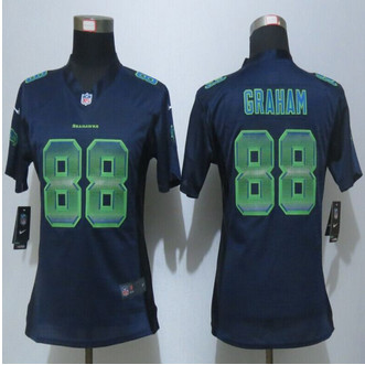 Women Nike Seattle Seahawks #88 Jimmy Graham Navy Blue Strobe Elite Jersey