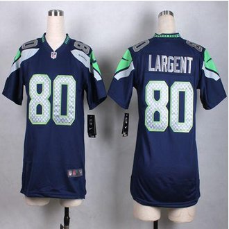 Women New Seahawks #80 Steve Largent Steel Blue Team Color Stitched NFL Elite Jersey
