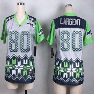 Women New Seahawks #80 Steve Largent Grey Stitched NFL Elite Noble Fashion Jersey