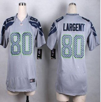 Women New Seahawks #80 Steve Largent Grey Alternate Stitched NFL Elite Jersey