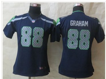 Women New Seahawks #88 Jimmy Graham Steel Blue Team Color Stitched NFL Limited Jersey