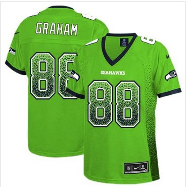 Women New Seahawks #88 Jimmy Graham Green Stitched NFL Elite Drift Fashion Jersey