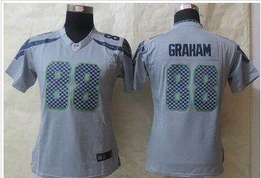 Women New Seahawks #88 Jimmy Graham GreyStitched NFL Limited Jersey