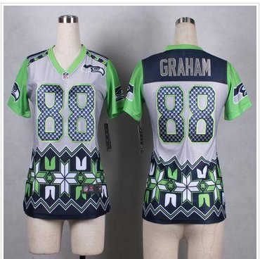 Women NEW Seahawks #88 Jimmy Graham Grey Stitched NFL Elite Noble Fashion Jersey