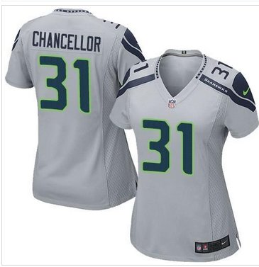 Women's New Seahawks #31 Kam Chancellor Grey Alternate Stitched NFL Elite Jersey