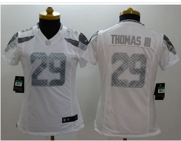 Women's NEW Seahawks #29 Earl Thomas III White NFL Limited Platinum Jersey