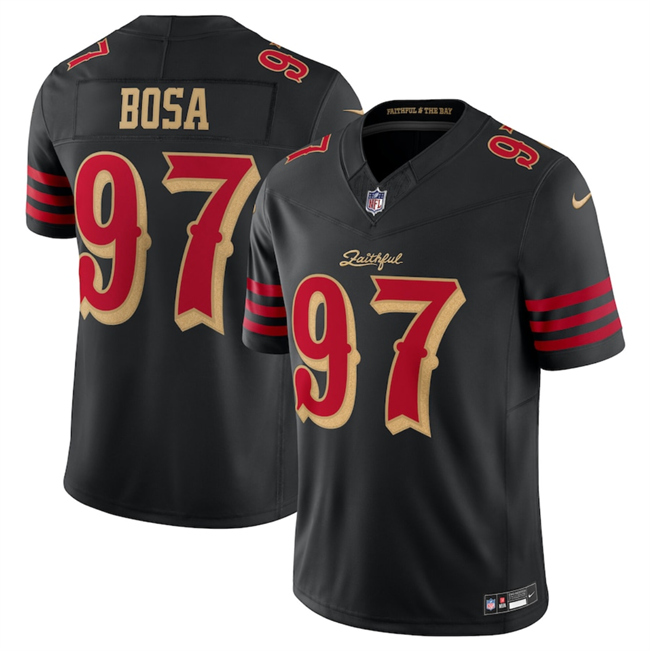 Youth San Francisco 49ers #97 Nick Bosa Black 2025 F.U.S.E. “Rivalries” Vapor Limited Stitched Football Jersey Youth San Francisco 49ers #97 Nick Bosa Black 2025 F.U.S.E. “Rivalries” Vapor Limited Stitched Football Jersey