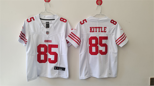 Youth San Francisco 49ers #85 George Kittle White 2024 F.U.S.E. Vapor Untouchable Limited Stitched Football Jersey Youth San Francisco 49ers #85 George Kittle White 2024 F.U.S.E. Vapor Untouchable Limited Stitched Football Jersey