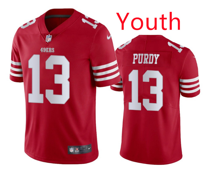 Youth San Francisco 49ers #13 Brock Purdy Red Football Jersey Youth San Francisco 49ers #13 Brock Purdy Red Football Jersey