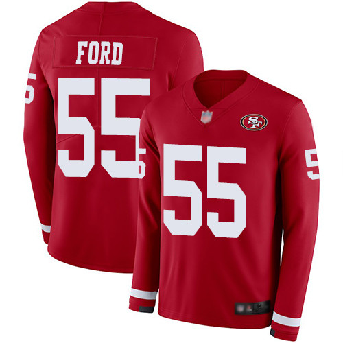 49ers #55 Dee Ford Red Team Color Youth Stitched Football Limited Therma Long Sleeve Jersey 49ers #55 Dee Ford Red Team Color Youth Stitched Football Limited Therma Long Sleeve Jersey