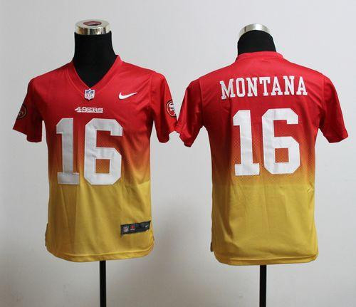 Nike 49ers #16 Joe Montana Red Gold Youth Stitched NFL Elite Fadeaway Fashion Jersey Nike 49ers #16 Joe Montana Red Gold Youth Stitched NFL Elite Fadeaway Fashion Jersey