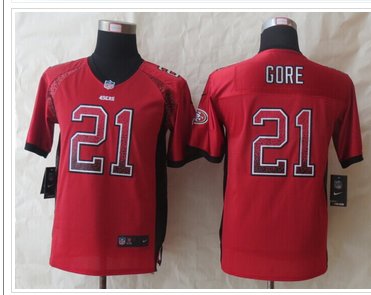 Youth 49ers #21 Frank Gore Red NFL Elite Drift Fashion Jersey