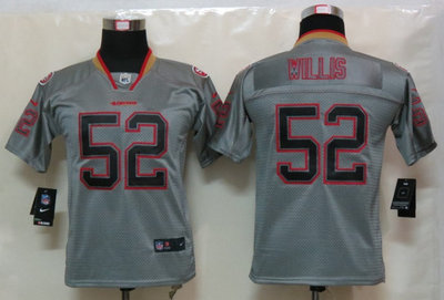 Youth NEW San Francisco 49ers 52 Patrick Willis Lights Out Grey Elite Jerseys