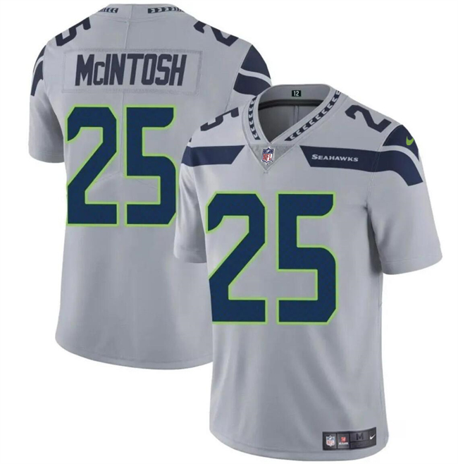 Youth Seattle Seahawks #25 Kenny McIntosh Grey Vapor Limited Stitched Football Jersey Youth Seattle Seahawks #25 Kenny McIntosh Grey Vapor Limited Stitched Football Jersey