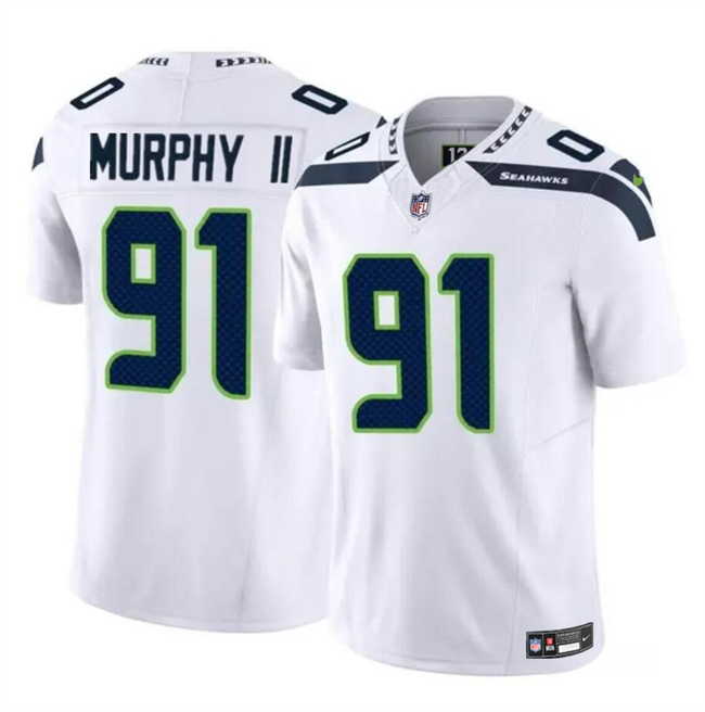 Youth Seattle Seahawks #91 Byron Murphy II White 2024 Draft F.U.S.E Vapor Limited Stitched Football Jersey Youth Seattle Seahawks #91 Byron Murphy II White 2024 Draft F.U.S.E Vapor Limited Stitched Football Jersey