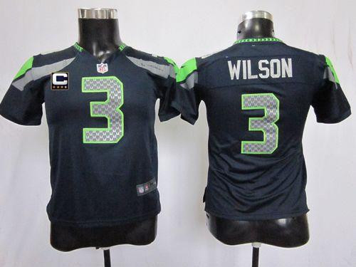 Nike Seahawks #3 Russell Wilson Steel Blue Team Color With C Patch Youth Stitched NFL Elite Jersey Nike Seahawks #3 Russell Wilson Steel Blue Team Color With C Patch Youth Stitched NFL Elite Jersey