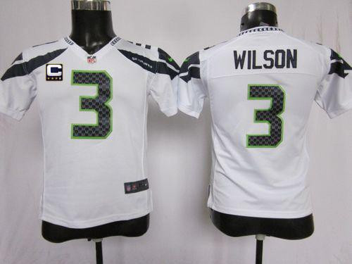 Nike Seahawks #3 Russell Wilson White With C Patch Youth Stitched NFL Elite Jersey Nike Seahawks #3 Russell Wilson White With C Patch Youth Stitched NFL Elite Jersey