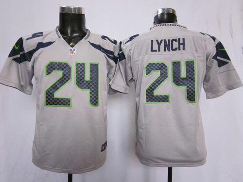 Nike Seahawks #24 Marshawn Lynch Grey Alternate Youth Stitched NFL Elite Jersey Nike Seahawks #24 Marshawn Lynch Grey Alternate Youth Stitched NFL Elite Jersey