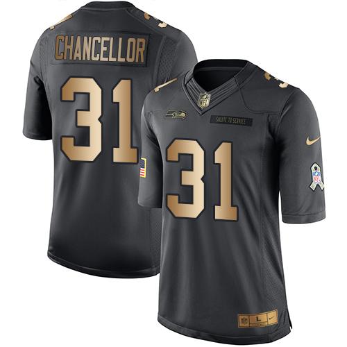 Nike Seahawks #31 Kam Chancellor Black Youth Stitched NFL Limited Gold Salute to Service Jersey Nike Seahawks #31 Kam Chancellor Black Youth Stitched NFL Limited Gold Salute to Service Jersey