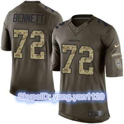 Nike Seahawks #72 Michael Bennett Green Youth Stitched NFL Limited Salute to Service Jersey