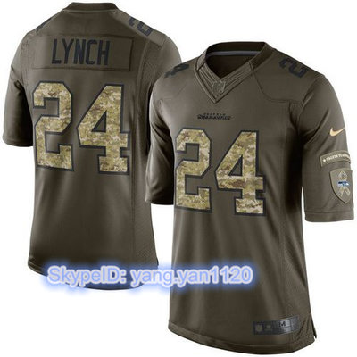 Nike Seahawks #24 Marshawn Lynch Green Youth Stitched NFL Limited Salute to Service Jersey