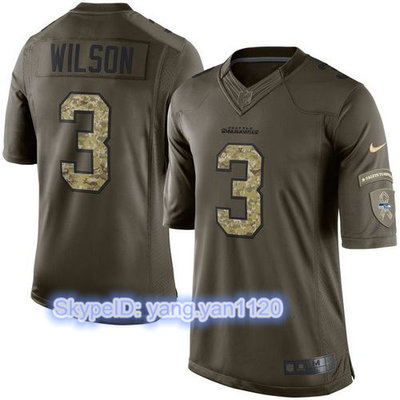 Nike Seahawks #3 Russell Wilson Green Youth Stitched NFL Limited Salute to Service Jersey