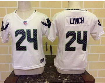 Toddler Nike Seahawks #24 Marshawn Lynch White Stitched NFL Elite Jersey
