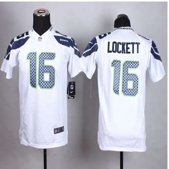 Youth New Seahawks #16 Tyler Lockett White Stitched NFL Elite Jersey