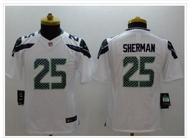 Youth NEW Seahawks #25 Richard Sherman White NFL Limited Jersey