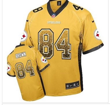 Youth NEW Steelers #84 Antonio Brown Gold NFL Elite Drift Fashion Jersey