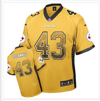 Youth NEW Steelers #43 Troy Polamalu Gold NFL Elite Drift Fashion Jersey