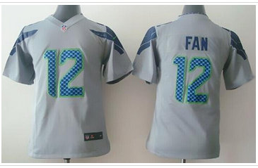Youth Seattle Seahawks #12 Fan Grey Alternate NFL Elite Jersey