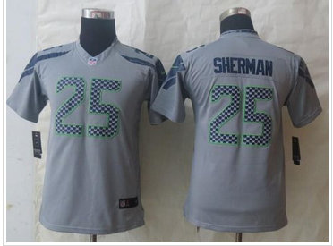 Youth New Seattle Seahawks #25 Richard Sherman Grey NFL Limited Jersey