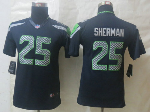 Youth New Seattle Seahawks 25# Richard Sherman Blue Limited Jerseys