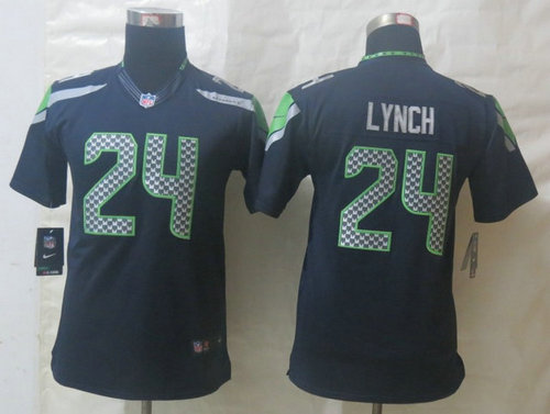 Youth New Seattle Seahawks 24# Marshawn Lynch Blue Limited Jerseys