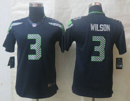 Youth New Seattle Seahawks 3# Russell Wilson Blue Limited Jerseys