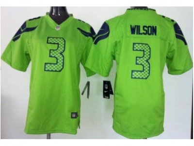 NEW Youth Seattle Seahawks #3 Russell Wilson Green Jerseys