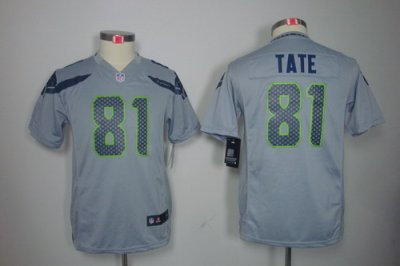 Youth NEW NFL Seattle Seahawks #81 Golden Tate Grey Jerseys