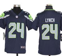 Youth Nike NFL Seattle Seahawks 24 Marshawn Lynch Blue Jerseys