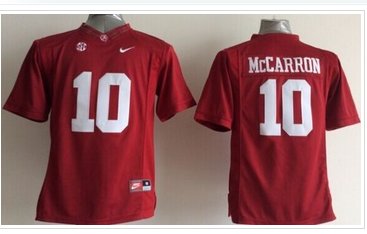 Youth NCAA Crimson Tide #10 AJ McCarron Red Stitched Jersey