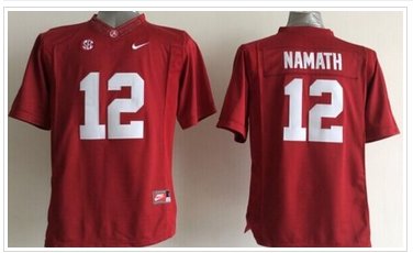 Youth NCAA Crimson Tide #12 Joe Namath Red Stitched Jersey
