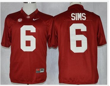 Crimson Tide #6 Blake Sims Red Limited Stitched NCAA Jersey