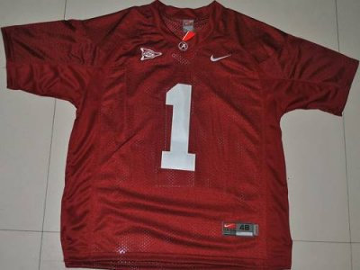 Crimson Tide #1 Nick Saban Red Embroidered NCAA Jersey