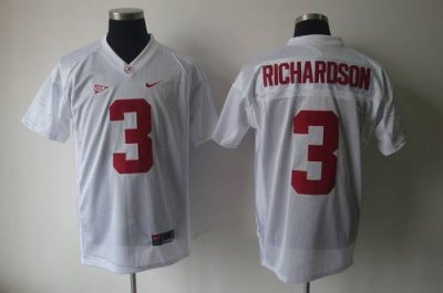 Crimson Tide #3 Trent Richardson White Embroidered NCAA Jersey