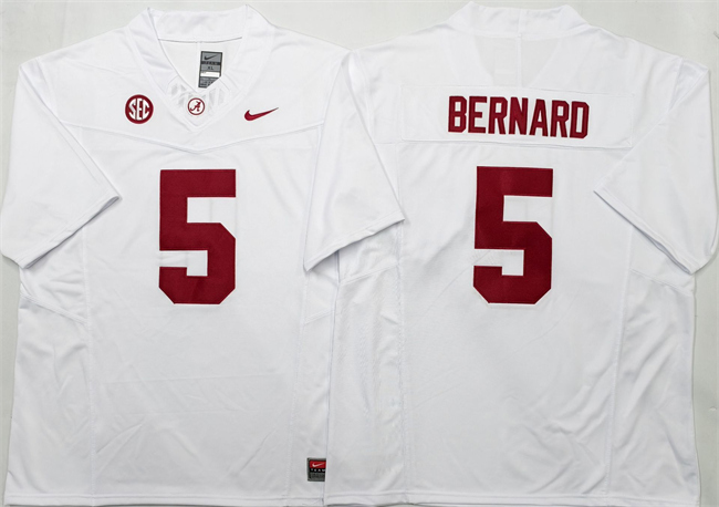 Men's Alabama Crimson Tide #5 Germie Bernard White F.U.S.E Stitched Football Jersey Men's Alabama Crimson Tide #5 Germie Bernard White F.U.S.E Stitched Football Jersey