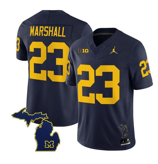 Men's Michigan Wolverines #23 Jordan Marshall Navy F.U.S.E. 2025 Vapor Limited Stitched Football Jersey Men's Michigan Wolverines #23 Jordan Marshall Navy F.U.S.E. 2025 Vapor Limited Stitched Football Jersey