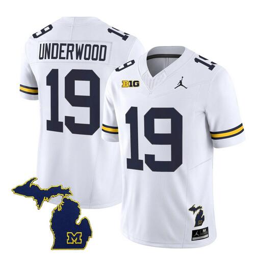 Men's Michigan Wolverines #19 Bryce Underwood White F.U.S.E. 2025 Vapor Limited Stitched Football Jersey Men's Michigan Wolverines #19 Bryce Underwood White F.U.S.E. 2025 Vapor Limited Stitched Football Jersey