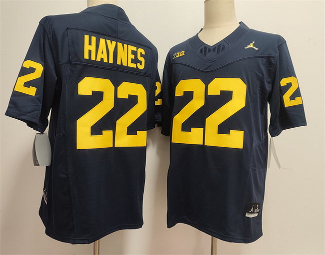 Men's Michigan Wolverines #22 Justice Haynes Navy 2025 F.U.S.E. Stitched Jersey Men's Michigan Wolverines #22 Justice Haynes Navy 2025 F.U.S.E. Stitched Jersey