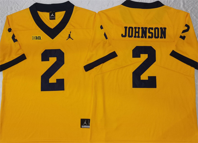Men's Michigan Wolverines #2 Will Johnson Yellow Stitched Jersey Men's Michigan Wolverines #2 Will Johnson Yellow Stitched Jersey